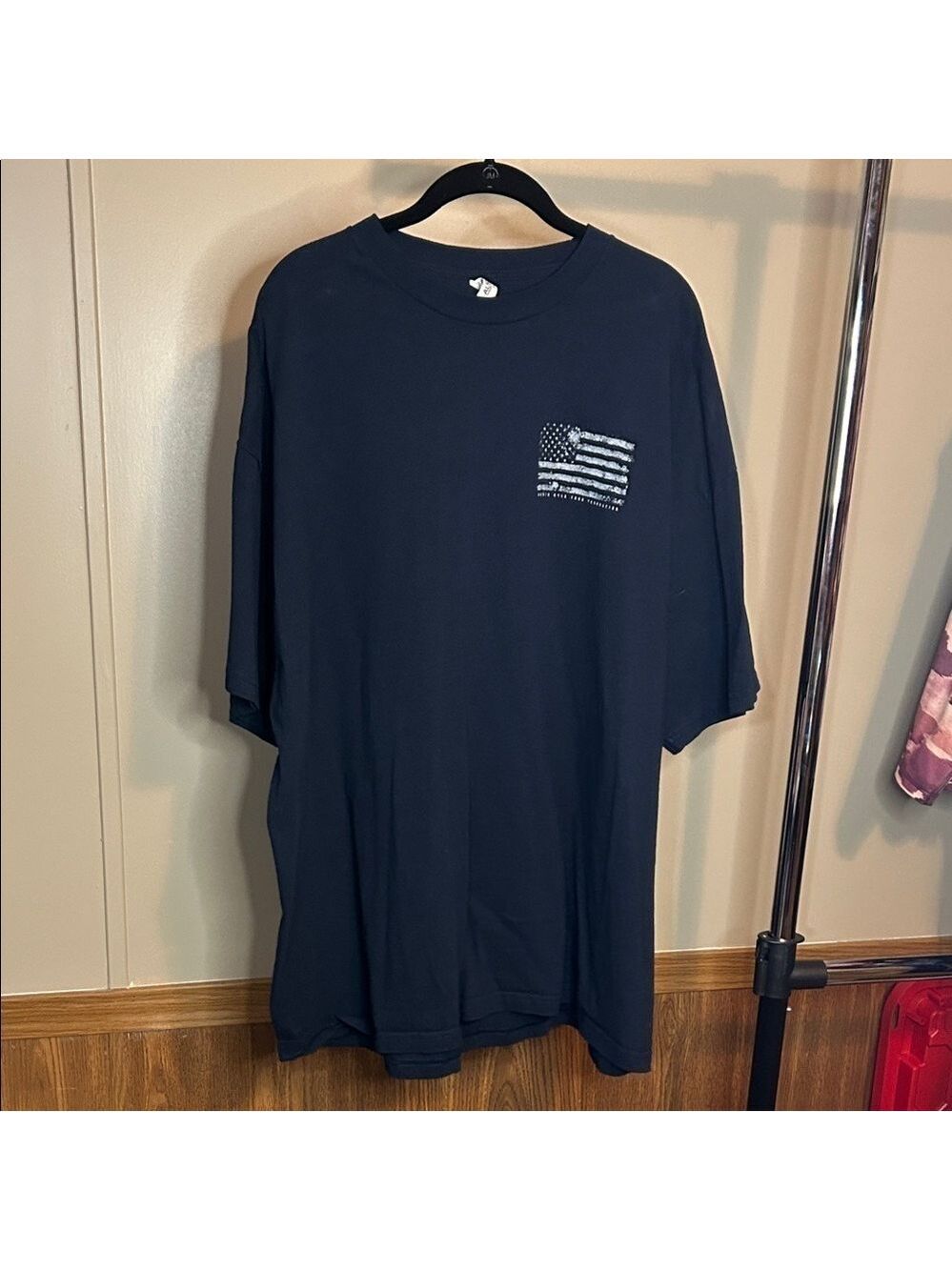 Alstyle Chris Kyle Frog Foundation Dark Blue Men's Tee with Flag Accent